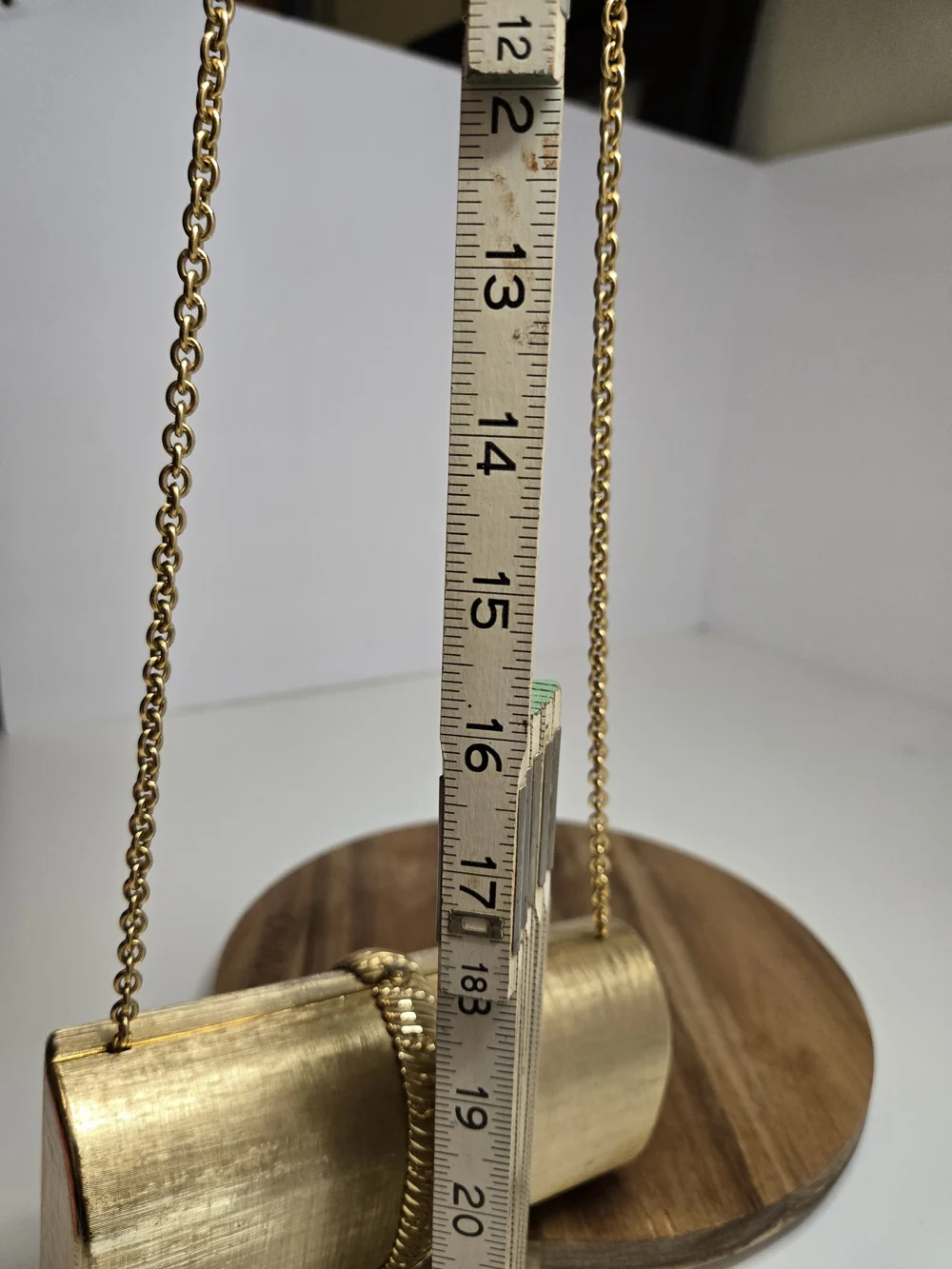Rodo Gold Metallic Cylinder Clutch with Chain